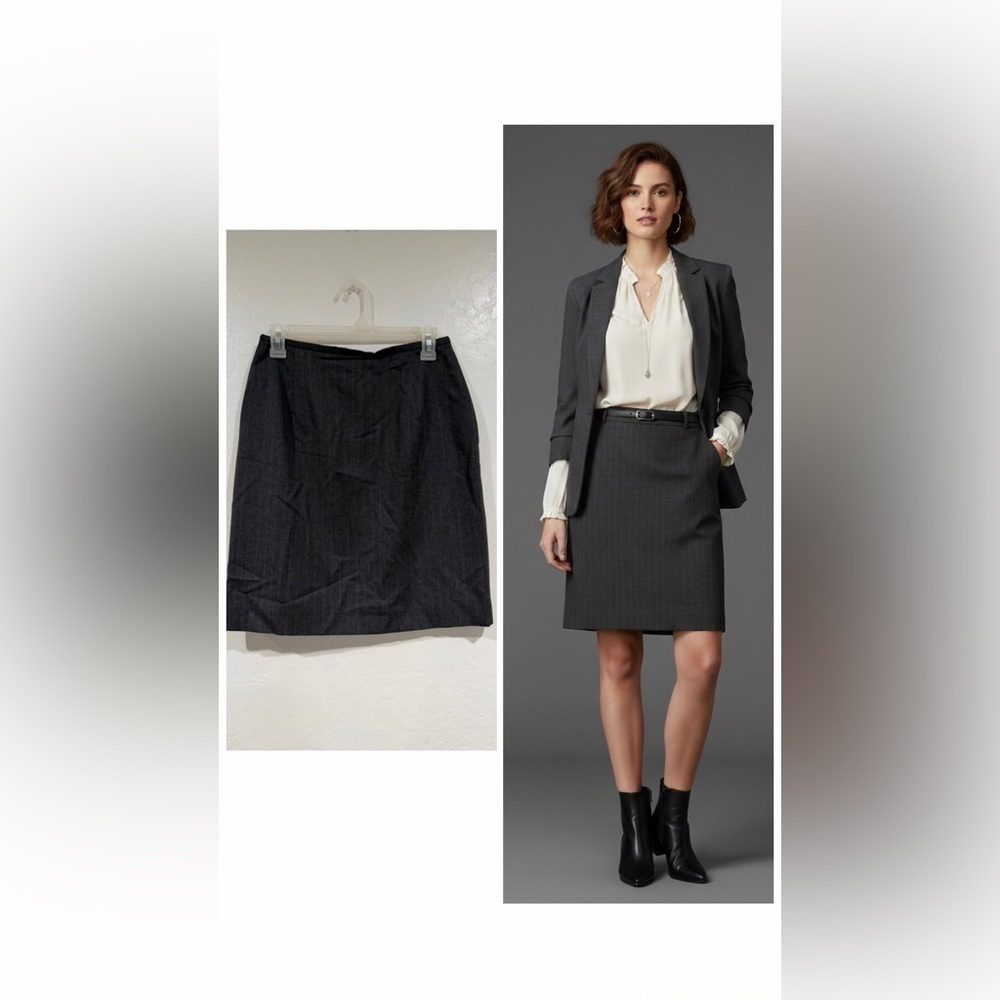 Lauren Ralph Lauren Gray Pinstripe Wool Skirt size 8P